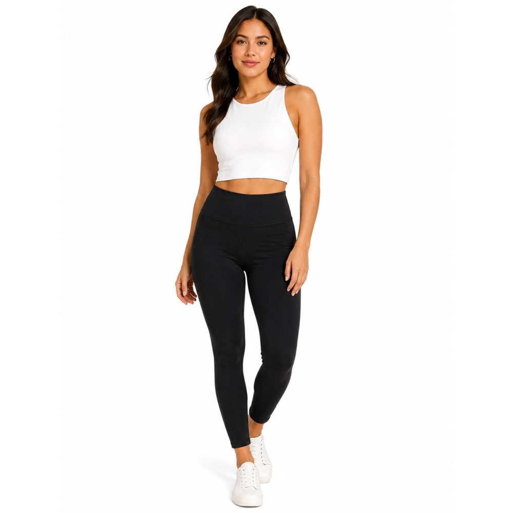 The Limited Black High Waisted Cotton Blend Leggings M Casual Chic Comfy 104-40